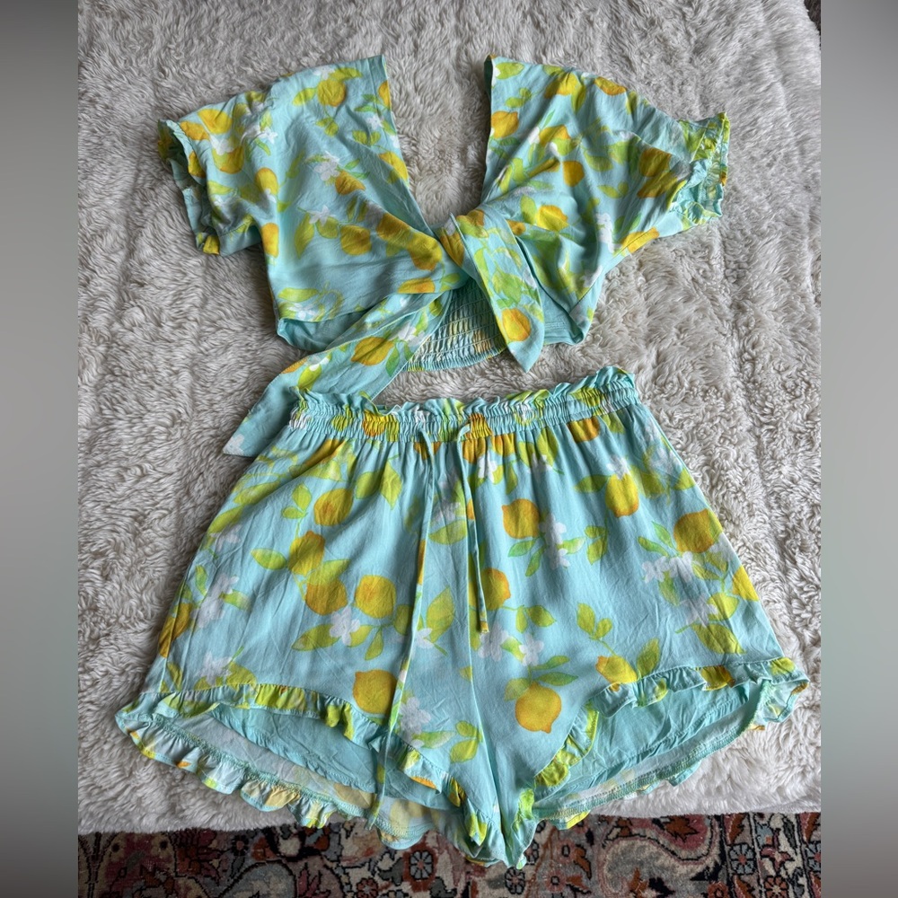 Beach Bunny Lemon Print Two-Piece Set S